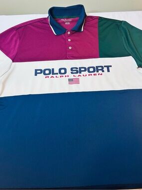 Vintage Y2K Polo Sport Ralph Loren Color block Performance Short Sleeve XL